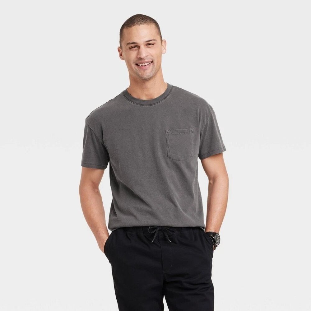 Goodfellow & Co Men's Vintage Black Short Sleeve Pocket Crew Neck T-Shirt XL NEW